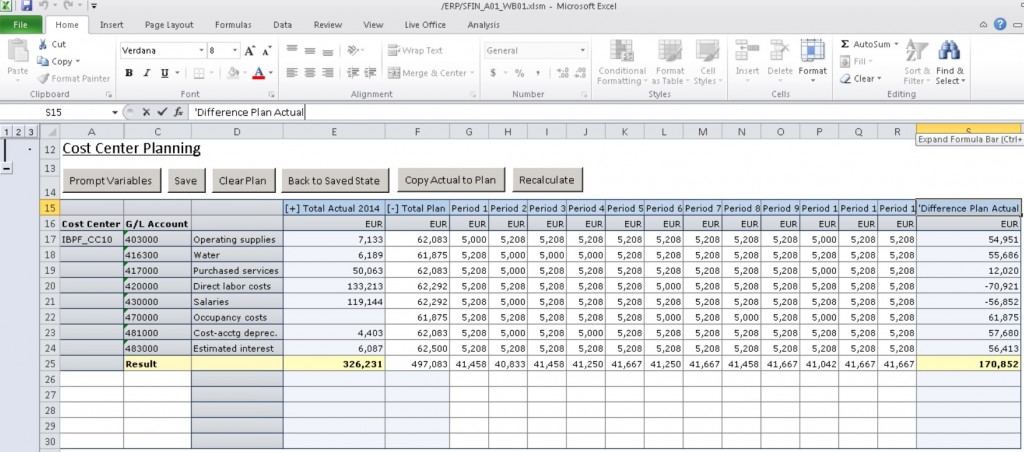 Budget des centres de coûts à travers l’interface Excel de BPC sur S/4 Finance (Analysis for Office)